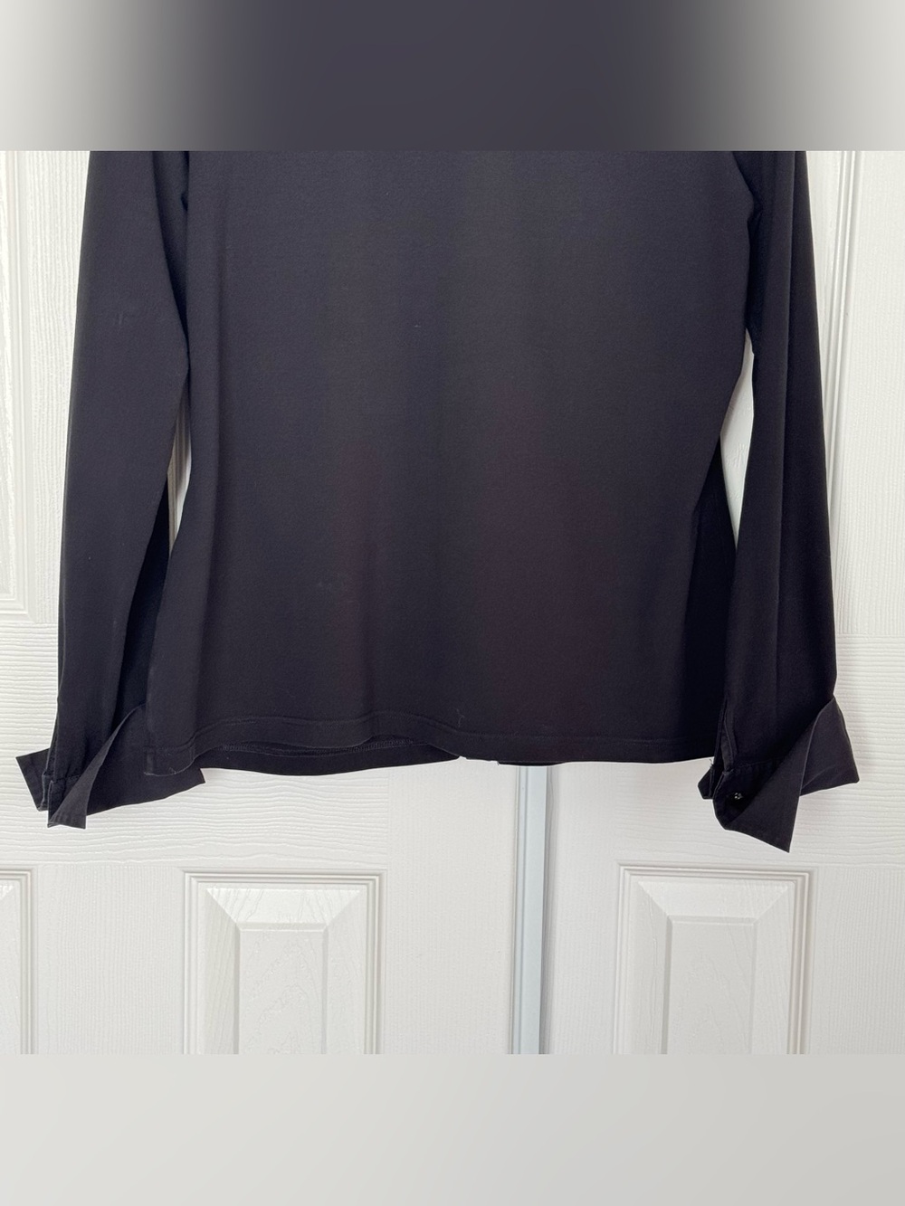 Anne Fontaine Nuage Shirt Black Stretch Jersey Shirt With Fitted Size 44 - Picture 9 of 15